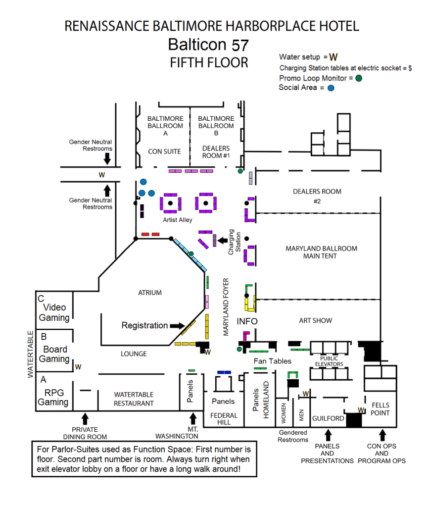 Floorplan of Hotel's fifth floor (atrium level)