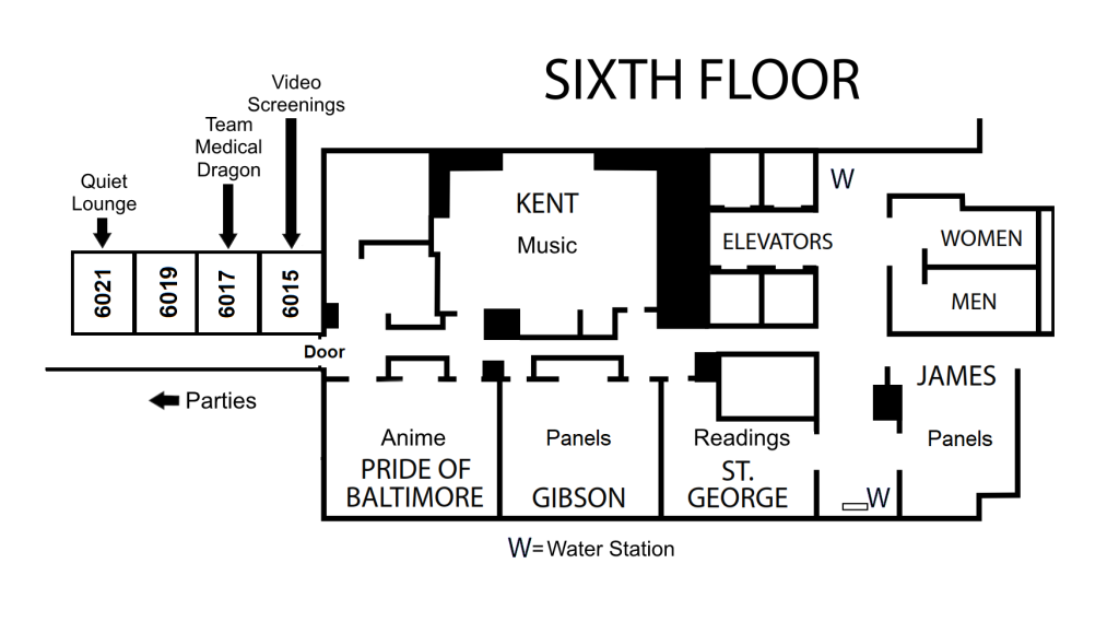 Floor plan of the hotel's sixth floor